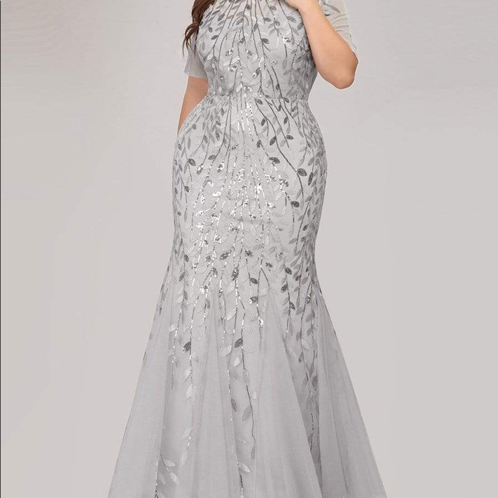 Floral Sequin Print Fishtail Tulle Dresses